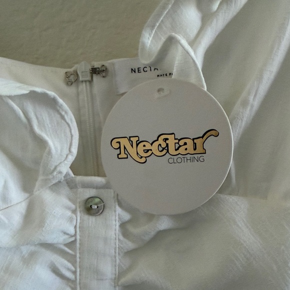 White Ruffle-Trim Button-Front Mini Dress - Picture 7 of 8